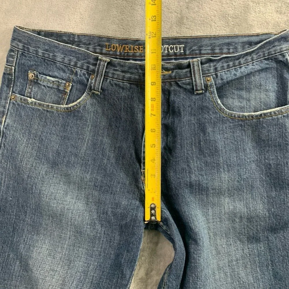 Urban Pipeline Low Rise Bootcut Jeans Mens 36x32” Blue Denim Distressed Y2K